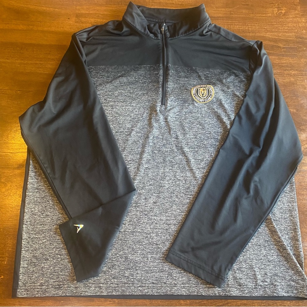Men's 2XL Antigua Las Vegas Gold en Knights Black and Gray Quarter-Zip Jacket